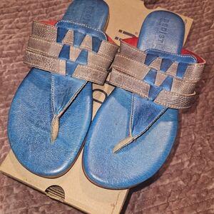 Bed Stu Blue and Brown Sandals